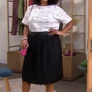 New! Everyday JONES by Madeline Jones Metallic Pleated Skirt- Black